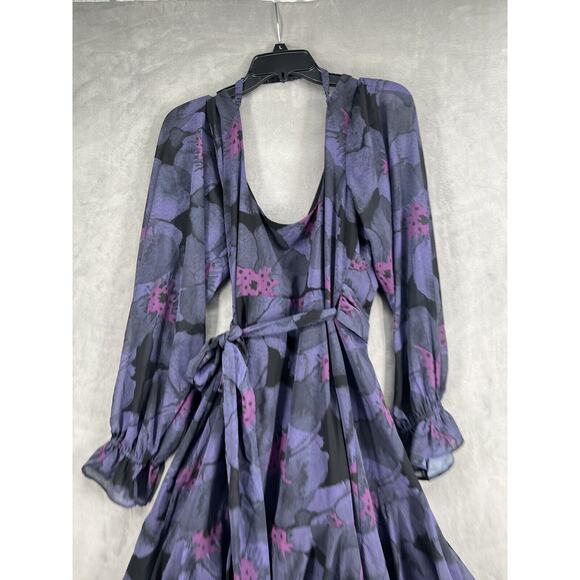 Anthropologie Navy and Purple Floral Maxi Dress - Picture 7 of 9
